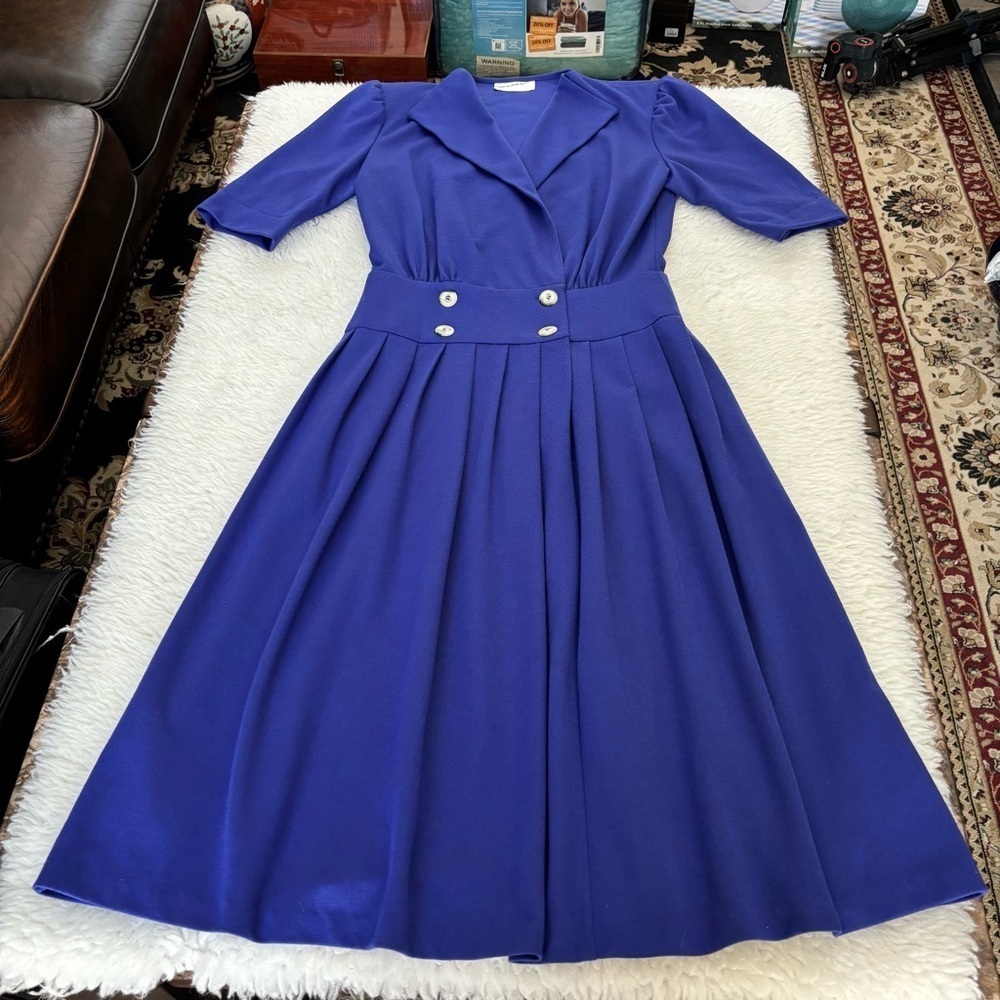Brenner Vintage Elegant Blue Women's Dress size Medium - Picture 16 of 16